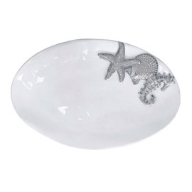 WHITE OVAL SEA SERVER | WHITE | BRILLANTE | TABLEWARE | SERVERS | RECYCLED SANDCAST ALUMINUM | HANDMADE IN MEXICO