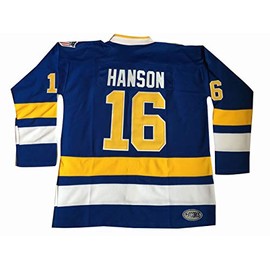Hanson Brothers Hockey Jersey 16 Charlestown Chiefs 17 Jeff Slap Shot 18 Movie Hockey Jersey Blue White S-3XL (16 Blue, Large)
