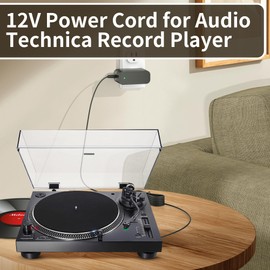 12V Power Cord for Audio Technica Record Player Charger Compatible with Audio-Technica AT-LP60X AT-LP60X-BK AT-LP60X-BW AT-LP60XBT-RD AT-LP120XUSB-BK Direct-Drive Turntable Adapter Power Supply