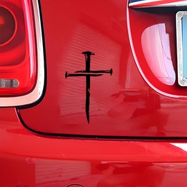 UHANBUT Cross of Nails Car Decal Sticker, Vinyl Waterproof Automotive Window Decal, Christian Religious Vehicle Bumper Sticker, Jesus Christ Auto Decoration Decals for Laptop, Wall (Black)