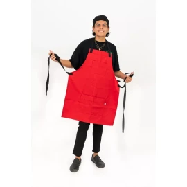 Dilitools Mandil Color Rojo Para Chef Delantal Cocina Mesero Dili
