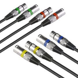 4 Pack DMX Cable 3 m 3 Pin XLR Cable 3 m XLR Cable Set 3-Pin DMX Signal Connection Cable DMX Light Cable, DMX Light Control Cable Cannon for DMX Controller Moving Head Stage Headlight