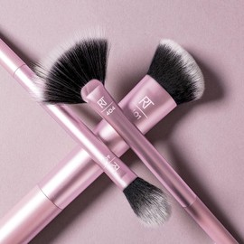 Real Techniques Cruelty Free Sculpting Set, Includes Fan or Setting Brush & Brush Cup, Synthetic Bristles, Pink, 4 Piece