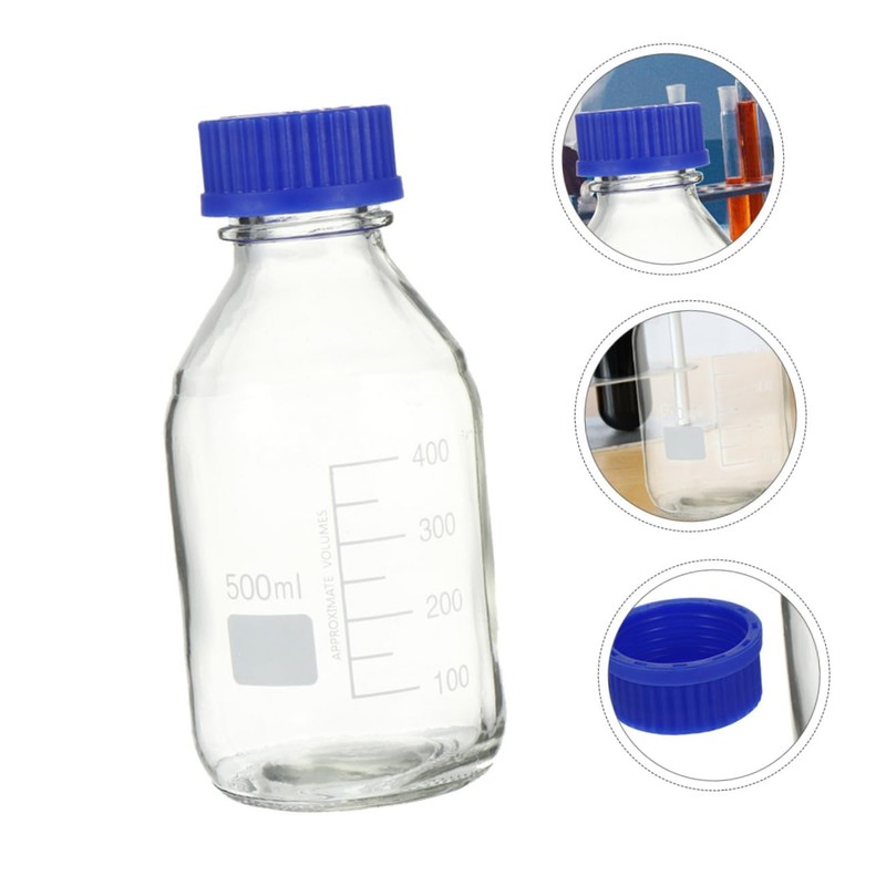 Ciieeo 2pcs Sealing Chemical Reagent Bottle with Calibration Transparent Round