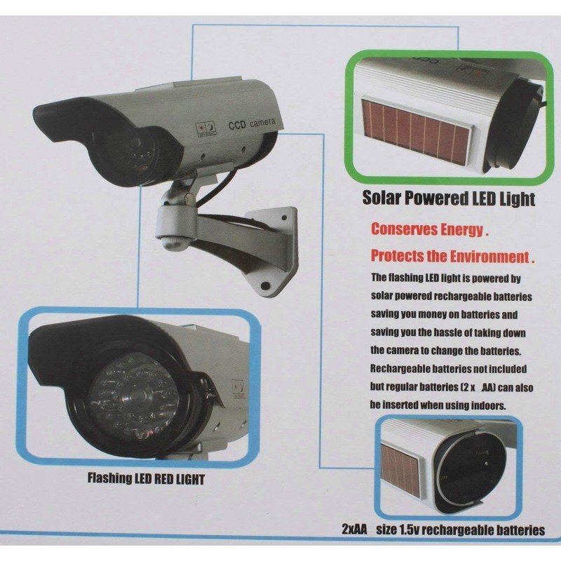 BW Solar Power Fake Outdoor Dummy Security Home CCTV Camera