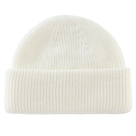 Connectyle Short Fisherman Beanie Hats for Men Women Acrylic Winter Warm Hat Knit Cuffed Beanies Watch Cap, Beige, One Size