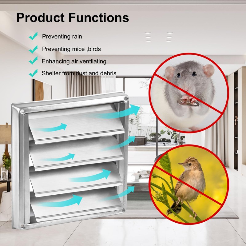 Pinsheng Stainless Steel Ventilation Grille with Check Flap, Weather Protection