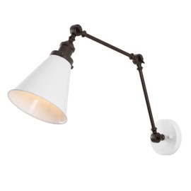 JONATHAN Y JYL7462C Rover 7" Classic Industrial Metal Adjustable Arm LED Wall Sconce, White/Oil Rubbed Bronze for Bedroom, Bathroom, Vanity