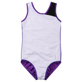 ZNYUNE Girls' Colour Gradient Leotard, Sleeveless, Children's Gymnastics Jersey, Classic B360 PurpleBlack 12A, 360_PurpleBlack