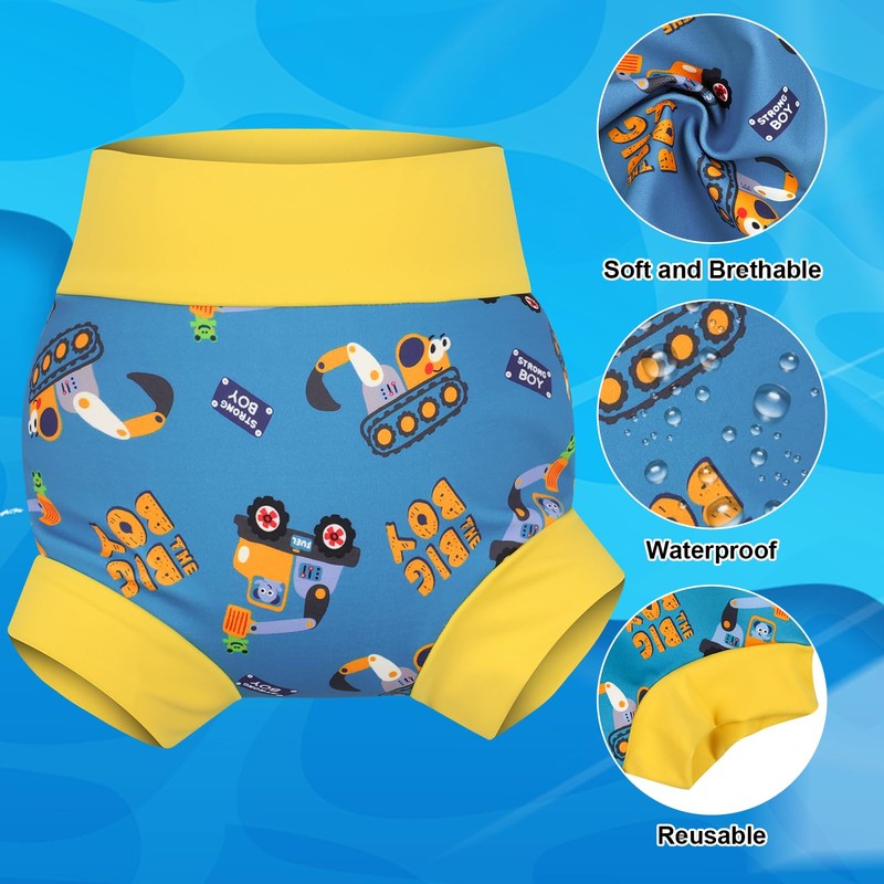 MooMoo Baby Reusable Swim Diapers 3 Pcs Waterproof Swimming Diapers