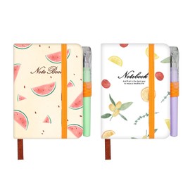 itechpanda 2 Pack Pocket Mini Small Notebook with Pen, A7 Cute Hardcover Notebook, Time Planner Notebook for Kids Girls Women College Student Office Diary Subject Writing Supplies