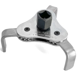 Socpuro 3 Prong Oil Filter Wrench 60-100mm Car Filter Tighten & Loosen Oil Filter Removal Tool Oil Filter Replacement Removal Tool for Car Truck Two-Way Easy to Use 3/8" 1/2" Drive Angle Iron Silver