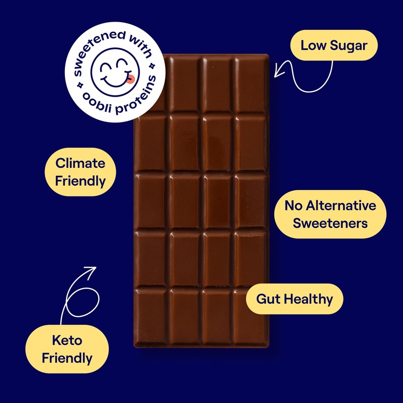 Oobli Milk Chocolate Bars, Only 1g Added Sugar, Low Carb,