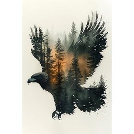 GMETINC Forest Eagle Diamond Painting Kits for Adults, Crow DIY 5D Diamond Art Kits Full Drill Diamond Dots Paintings with Diamonds Gem Art and Crafts Home Decor 12x16inch