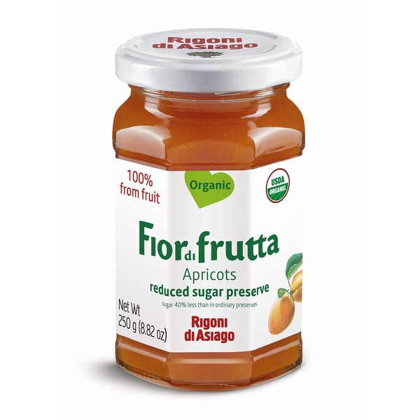 Rigoni di Asiago Fiordifrutta Organic Fruit Spread, Apricot, 8.82 Ounce Pack of 6