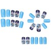 Press on Nails Medium Square Coffin Blue Gradient Ink Swoosh