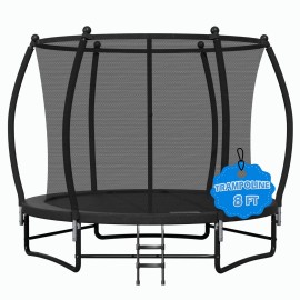 MAGIC UNION Trampoline 8FT 14FT Recreational Trampoline with Safety Enclosure Net & Ladder - 8FT