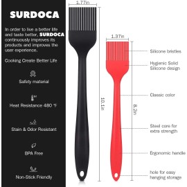 SURDOCA 2Pcs Silicone Basting Brush Set, Heat-Resistant & BPA Free