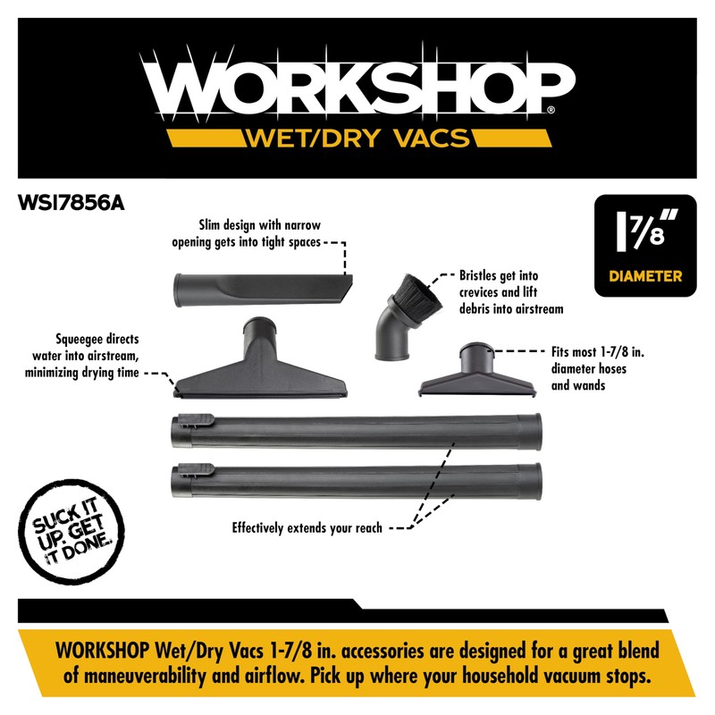 WORKSHOP Wet/Dry Vacs Shop Vacuum Accessories WS17856A Locking Attachment Kit