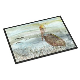 Caroline's Treasures SC2009JMAT Brown Pelican Watercolor Doormat 24x36 Front Door Mat Indoor Outdoor Rugs for Entryway, Non Slip Washable Low Pile, 24H X 36W