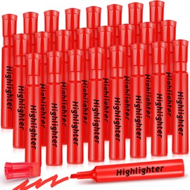 Qilery 24 Pack Tank Style Highlighters Chisel Tip Highlighters Bulk Highlighters Markers Colored Highlighters for Kid and Adult Coloring, Home Office Supplies(Red)