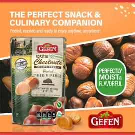 Gefen Organic Whole Peeled and Roasted Chestnuts, 5.2oz (12 Pack) | Chestnuts Peeled and Ready to Eat | Great for Cooking & Baking | Gluten Free | Kosher