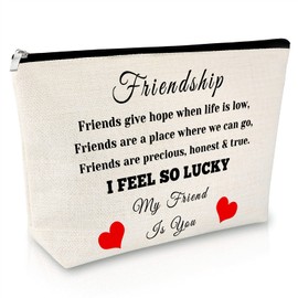 Friendship Cosmetic Bags Friend Gift for Women Friendship Birthday Gifts for Girls Makeup Bag Thank You Gift for Friend Sister Besties Girls Friend Christmas Wedding Gift Travel Cosmetic Pouch