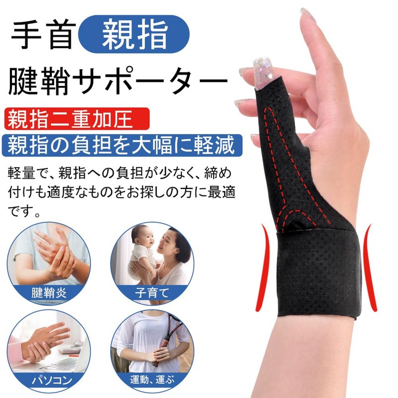 Meidlan 手首 親指 サポーター 薄手 軽量 二重圧力 圧力 ワンタッチ 調節