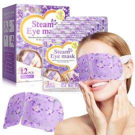 12 Packs Steam Eye Mask, Lavender Heated Eye Mask Disposable Warm Compress for Eyes, Self Heating Moist Heated Eye Masks, Comfortable and Relax Sleep Mask, Stocking Stuffers