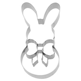 Birkmann Rabbit Cookie Cutter with Bow, 7.5 cm, Stainless Steel, with Inner Embossing, High Quality