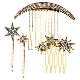 Minkissy 4sets Retro Hair Accessories Delicate Star Moon Hairpins Combs Premium for Weddings Special Occasions for Enhancing Your Look and Adding Charm