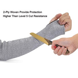 ReHaffe Cut Resistant Sleeves Level 5 Protection Arm Protectors,Adjustable fit Safety Arm Gurads 18 Inch Long with Thumb Hole,Stab Proof Gardening Sleeves for Men Women(Gray Color)