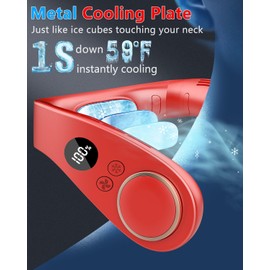 Neck Air Cooler,Upgraded Version Neck Fans for Women Rechargeable,Portable Fan Neck Air Conditioning Tool,Lightweight without Blades Compact Fan that Goes Around Your Neck for Men Adults Childrens Red