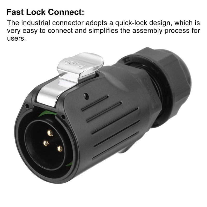 sourcing map LP20 3 Pin Waterproof Connector, IP68 Circular Connectors