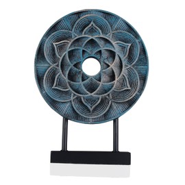 DOVDOV Unique Geometric Pattern Home Statue, Hand Carved Modern Home Decor Style, Table Carving Statue Accessories for Home Decor on Living Room Entrance Shelves (Blue)