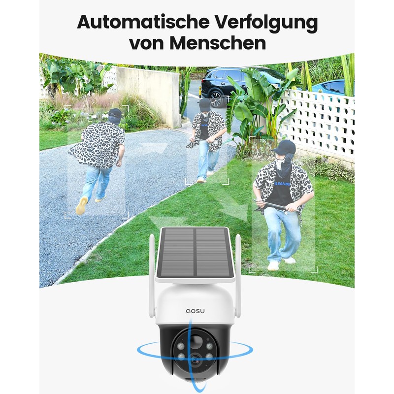 AOSU 2K WiFi Security Camera Outdoor Wireless, Solar Outdoor Camera,