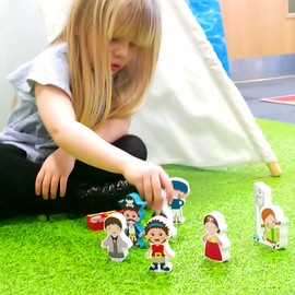 18-Piece Wooden Fantasy Character Figures Set - Small World Pirates, Dragons, Prince & Princesses Playsets - Inspire Imagination & Creative Playtime - Non-Toxic & Safe for Kids