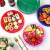 Teenyyou 50 Pcs 10 Inch Plastic 3 Compartment Divided Plates