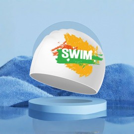 Children's Swimming Cap, Pack of 2, Child Swimming Cap, Girls, Boys, 6-14 Years, Waterproof, for Short and Long Hair (Golden and Green)