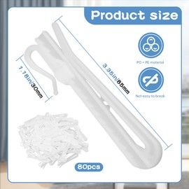 80 Pcs Plastic Curtain Hooks,85mm Adjustable Pinch Pleat Hooks,Ratchet System Pinch Pleat Curtains Hooks for Window Curtain,Door Curtain and Shower Curtain,White