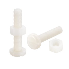 sourcing map 20 Pairs Nylon Screw Nut Set for Machines Electronics M6 x 30 mm Slotted Pan Head Screw & M6 Hex Nuts White