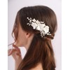Teyglen Bride Wedding Hair Comb White Flower Pearl Hair Piece