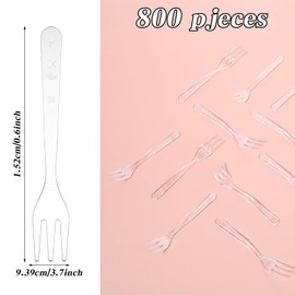 800 Pieces Plastic Mini Forks, 3.7 Inch Clear Small Dessert Forks, Disposable Plastic Appetizer Fork, Exquisite Mini Tasting, Tiny Utensils for Fruit Cakes Party Serving Supplies