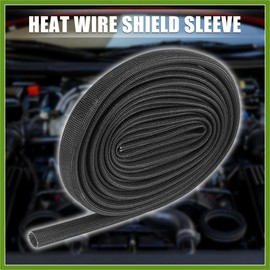 HOPESPANNER Fiberglass Heat Wire Shield Sleeve Heat High Temp Shield Adjustable Heat Shield 10ft 8mm 3/8" Black for Car Wire Protection Vehicle Components