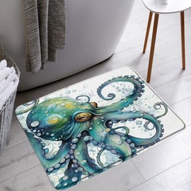 YSATNSFT Octopus Bath Mat Funny Nautical Kraken Ocean Animals Octopus Tentacle Creative Bubble Bathroom Bathtub Floor Rugs Doormat Toilet Decor,18 x 30 in