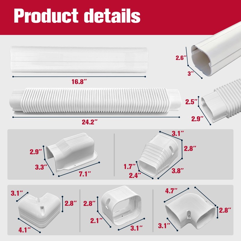 Rogvoc Mini Split Line Set Cover Kit,15 Pcs PVC Pipe
