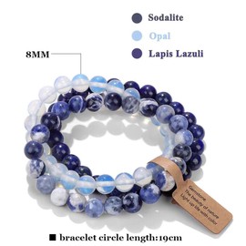 WEIZAIJY Men's and Women's Natural Stone Friendship Bracelet, Diameter 8 mm, Pearl Bracelet, Suitable for Family and Friends, 19 cm, Stone, No Gemstone