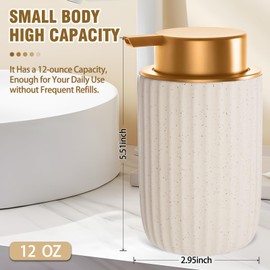 Ceramic Foaming Soap Dispenser, 12 oz Bathroom Foam Hand Soap Dispenser, Refillable Lotion Soap Dispenser with Removable Pump for Kitchen Hand Wash Dispenser, Modern Home Decor(2Pack-Speckled Beige)