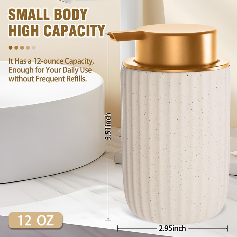 Ceramic Foaming Soap Dispenser, 12 oz Bathroom Foam Hand Soap