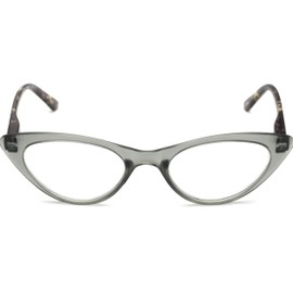 IB The Cat's Meow Colorful Ladies Cat Eye Reading Glasses, Full Frame Readers, 1950s Vintage Reading Glasses for Women + 2.00 Grey (Microfiber Cleaning Carrying Pouch Included)